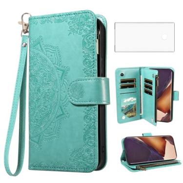 Imagem de Asuwish Capa para celular Samsung Galaxy Note 20 Ultra 5G com protetor de tela de vidro temperado suporte para cartão Note20 Plus Notes 20Ultra Note20+ U + 20+ Twenty Not S20 Verde
