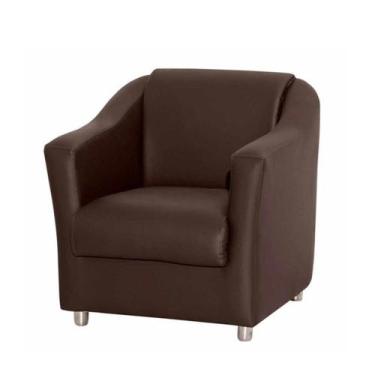 Imagem de Poltrona Decorativa Bia com Pés de Alumínio material sintético Marrom 