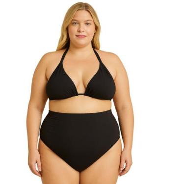 Imagem de Biquini Plus Size Hot Pant Cortininha Firme Calcinha Cintura Alta - AN