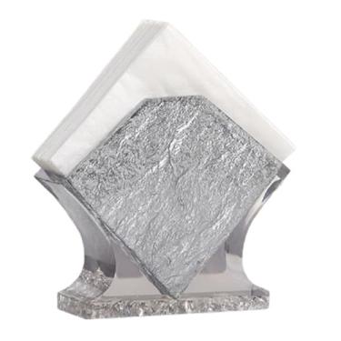 Imagem de Suporte de guardanapo de resina - Suporte de toalha de papel comercial quadrado (570g) - Armazenamento vertical de mesa em rack de guardanapo de 4 cores (prata 1)
