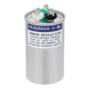 Imagem de Capacitor VEXUNGA CBB65 35+15uF 370VAC/440VAC para motor de ar condici