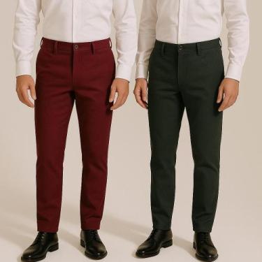 Imagem de Kit 2 Calça Masculina Sarja Slim Qualidade Premium Muitas Cores - Prim