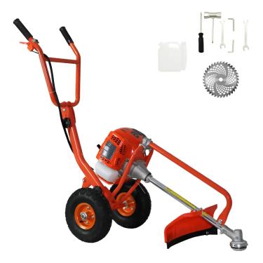 Imagem de Roçadeira De Carrinho Gasolina Knakasaki Com Guidão Para Cortar Grama 75cc 3,6hp