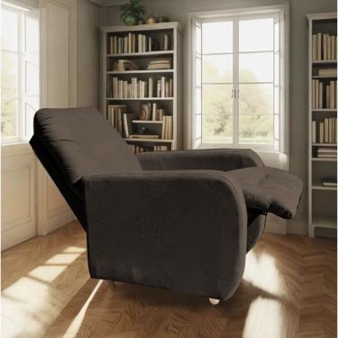 Imagem de Poltrona Para Extensão De Cílios Reclinável Suede Imperio Moderno Marrom