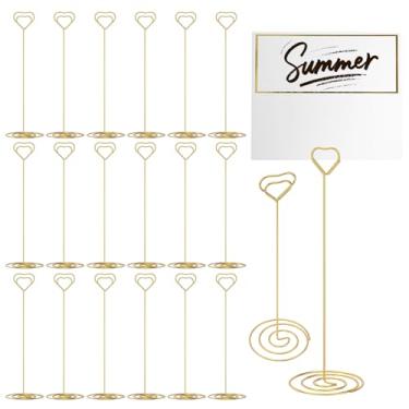 Imagem de DJAPWPX 60/20 peças porta-cartões de visita, suporte de número de mesa de aço, multiuso, com clipes, resistente e durável, para escritório, casa, mesa (20 peças, 22 cm)