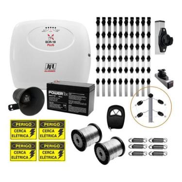 Imagem de Kit Cerca Eletrica CENTRAL DE CHOQUE Haste Industrial 6 Isoladores Bat