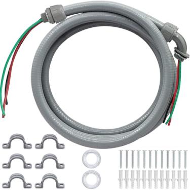 Imagem de Feotech Kit de conduíte e conector de 3/10.2 cm - Conduíte elétrico estanque líquido não metálico de 1,8 m com fios elétricos de calibre 8 e 2 conexões retas e 1 ângulo