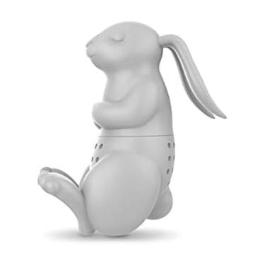 Imagem de Genuine Fred, Brew Bunny, infusor de chá de silicone reutilizável de coelho, cinza, presente divertido para amantes de chá, utensílio de cozinha inteligente