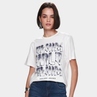 Imagem de Camiseta Colcci Casual Feminina, Off white, G