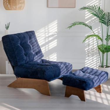 Imagem de MAXYOYO Cadeira Accent com encosto ajustável otomano, cadeira de sala de estar tufada estofada com conjunto de apoio para os pés, cadeira moderna aconchegante cadeira reclinável para sala de leitura