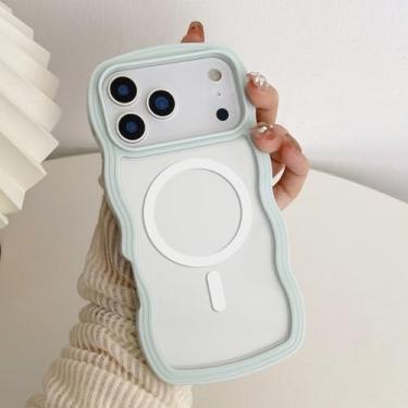 Imagem de QLTYPRI Capa magnética para iPhone 17 Pro compatível com Magsafe, linda moldura ondulada encaracolada capa transparente para meninas e mulheres, capa protetora de TPU transparente à prova de choque