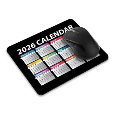 Imagem de Mouse pad retangular antiderrapante, mouse pad calendário WIRESTER ano 2026 para casa, escritório e mesa de jogos
