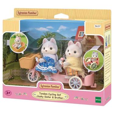 Imagem de Figuras - Sylvanian Families - Conjunto Bicicleta Dupla - Irmã e Irmão Huskys - Epoch Magia
