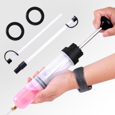 Imagem de MaxWorks Bomba de extração 51044 200cc com dois acopladores de mangueiras de 19 cm e dois anéis de vedação para manutenção, fluido de freio, óleo, fluido de direção, líquido