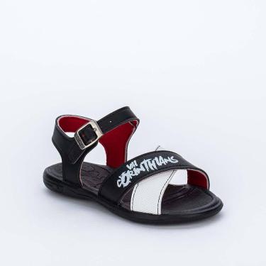 Imagem de Sandália Infantil Kidy Flex Corinthians Preta e Branca
