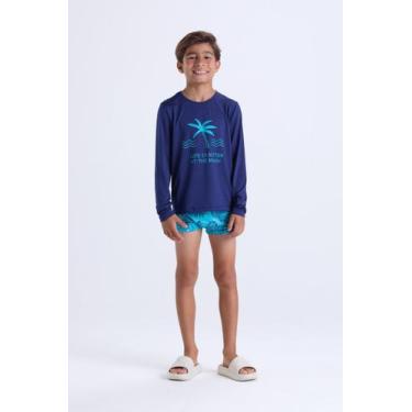 Imagem de Conjunto Moda Praia Masculino Infantil Coqueiro - VIDA COSTEIRA, Azul 