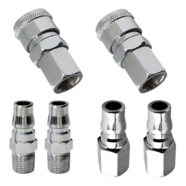 Imagem de Kit Engate Rápido Alta Vazão 1/4  2 Engates + 4 Pinos (Machos e Fêmeas