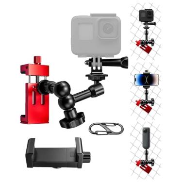 Imagem de Suporte universal de cerca esportiva para gravação, suporte de câmera de telefone ajustável para GoPro Mevo Start, kit de montagem Gamechanger para jogos de beisebol, tênis, futebol