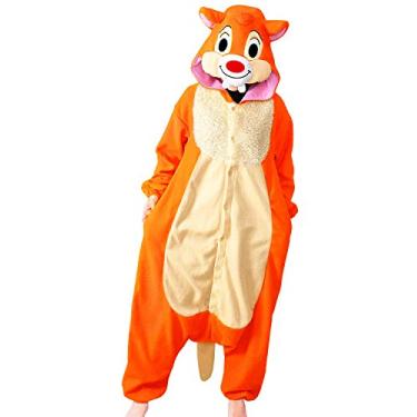 Imagem de Funnyparty Pijama adulto unissex cosplay fantasia animal esquilo Halloween, Laranja, Small