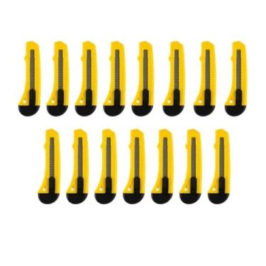 Imagem de Kit 20 Estilete Largo 18MM Com 2 Lâminas 6MC Profissional Retrátil Amarelo Preto Design Ergonômico