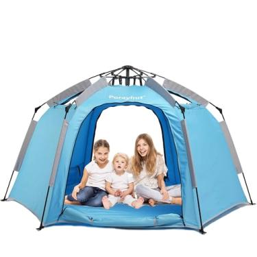 Imagem de Portable Hexagon Kids Play Tent with LED Strip Lights Indoor Children Play House Easy Set-up Space Tent Dream Tent for Night.4-5 Person Large Tent & Birthday Gifts