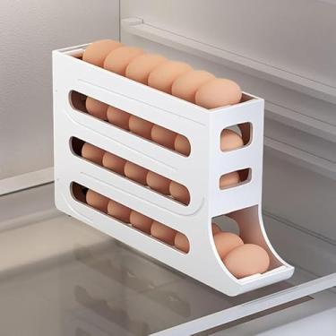 Imagem de Organizador de Ovos com Múltiplos Níveis e Rodízios - Otimizador de Espaço para Geladeira, Acesso Prático e Alta Capacidade (1 PEÇA 4 ANDARES - BRANCO)