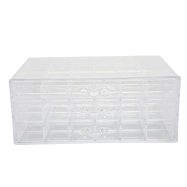 Imagem de Acouto Armazenamento de Brincos de Joias de Acrílico de 3 Camadas 72 Grades Suporte de Joias Transparente Com Tampa Colares Anéis Caixas de e Organizadores