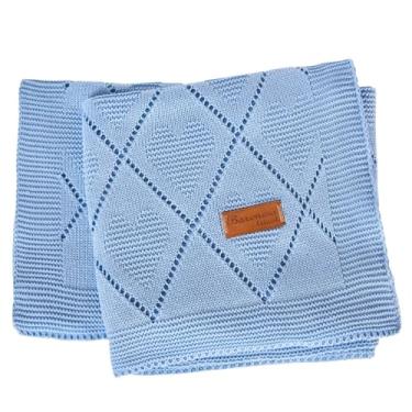 Imagem de Manta Bebe Menina Tricô Cobertor Bebê Menino Antialérgico Premium (Azul Bebê)