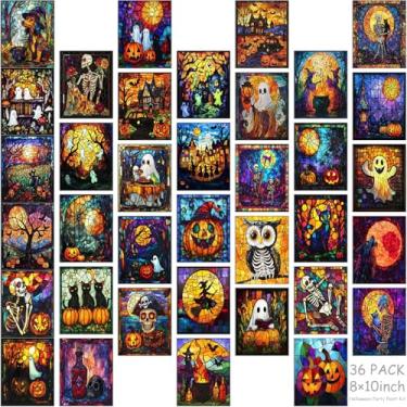 Imagem de Harloon 36 peças 20 x 25 cm tela pré-desenhada de Halloween para pintura em tela pré-esticada para beber e pintar artigos de festa para adultos