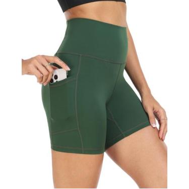 Imagem de Shorts de ioga YUNOGA, cintura alta, costura interna de 6 cm com bolso