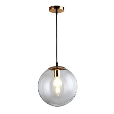 Imagem de WYUYIWH Luz pendente de bola de vidro transparente ajustável para restaurante - 1 luz para cozinha ilha corredor luminária de teto lustre