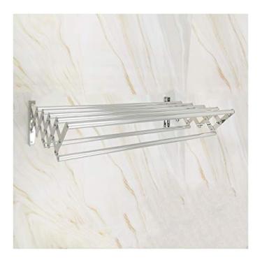 Imagem de Toalheiro toalheiro de aço inoxidável dobrável na parede escorredor perfurado instalação 7 hastes para varanda de banheiro/80 cm (80 cm)