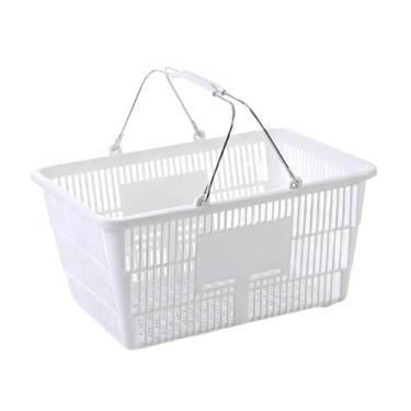 Imagem de Ｂｅｓｇａ Cesta de Compras com Alça Organizadora para Supermercado PE Cesta de Armazenamento de Ferro Adequada para Armazenar Roupas E Cosméticos úteis, Branco, Tamanho real