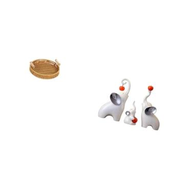 Imagem de Fenteer Conjunto Elegante de Cesta de Frutas em Formato de Elefante para Servir Lanches Na Mesa E Prato de Pão Decorativo com Esculturas de Animais para Sala