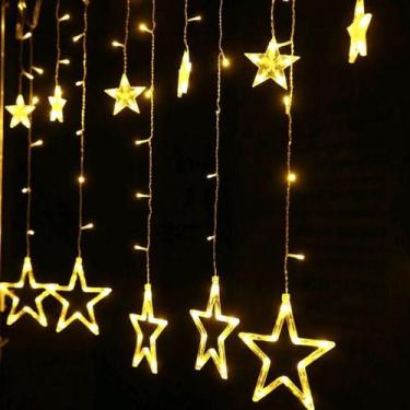 Imagem de Cascata Pisca Pisca Estrela 138 LED Com Estrela E Estrela Com Lua 8 Fu