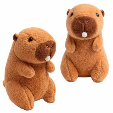 Imagem de Pelúcia Capivara 22 cm Fofa Brinquedo Decorativo Macio Marrom Pequena 