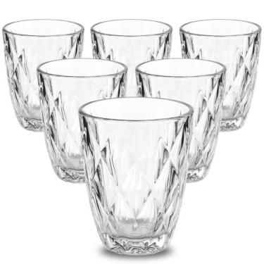 Imagem de Jogo 6 Copos Diamond 300ml Vidro Grosso Diamante Luxo - oem