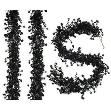 Imagem de Guirlanda artificial de eucalipto RECUTMS preta com flores