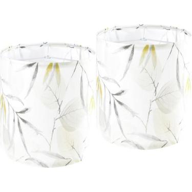 Imagem de Conjunto de abajures GO&SO Tall Drum Leaf Pattern Natural Linen