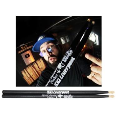 Imagem de Baqueta Liverpool Signature Lucas Grooveonline 5A Black em Marfim (Padrão 5A Comprida) 7612