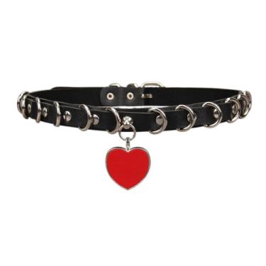 Imagem de GelConnie Colar gótico cravejado punk rock de couro genuíno gargantilha para mulheres, adolescentes e irmãs, Couro sintético, Sem Pedra Preciosa