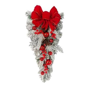 Imagem de oshhni Guirlanda artificial de Natal com bolas, guirlanda para porta da frente, decoração de Natal para lareira, festival, parede, escritório, casa, 45cm