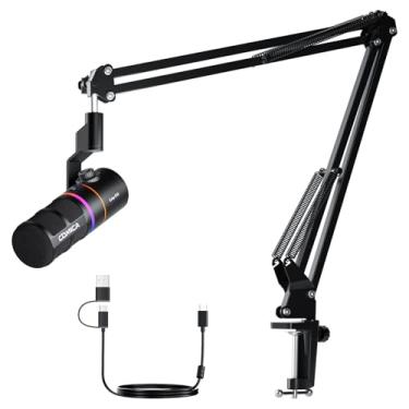 Imagem de COMICA EJoy D10(A) USB Gaming Microphone – Boom Arm Mic with Noise Cancellation, XLR/USB-C, Real-Time Monitoring, Muting, RGB Professional Studio Mic for Gaming, Streaming, Podcast, Recording (Black)