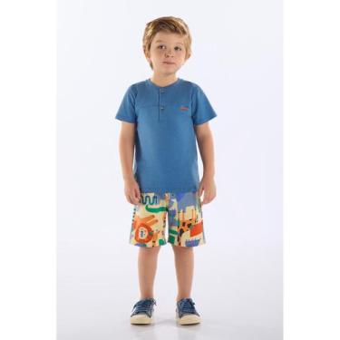 Imagem de Conjunto Infantil Camiseta e Bermuda Up Baby, Azul, 2
