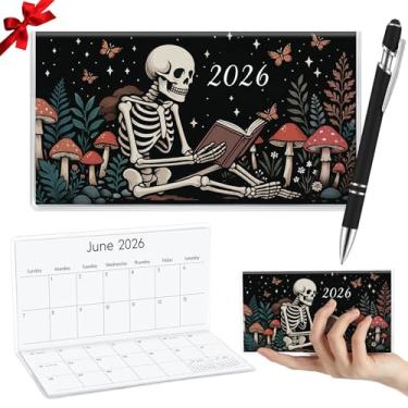 Imagem de Gueevin Calendário de bolso 2026 para bolsa com caneta, planejador de bolso pequeno, planejador semanal mensal, diário, caderno, presente de Natal, Ano Novo, irmã amiga, mulheres (esqueleto de tarô