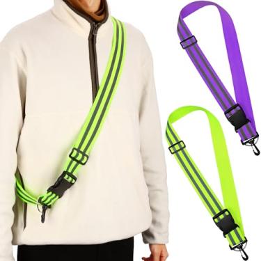 Imagem de Saintrygo 2 peças de faixa refletiva de corrida de alta visibilidade jaqueta refletiva de segurança faixa ajustável para caminhada e ciclismo à noite (verde fluorescente, roxo)