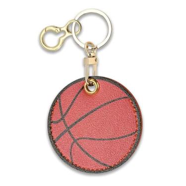 Imagem de Capa de couro compatível com Apple AirTag, linda capa protetora para air tag com chaveiro, localizador de chaveiro oculto antiarranhões, rastreador GPS para carteira, chaves, bolsa (basquetebol)