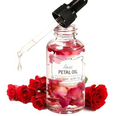 Imagem de Óleo essencial de rosa com pétala de flor, semente de girassol, óleos de massagem naturais de azeitona para unhas, cabelo, corpo, óleo hidratante facial para cuidados com a pele, soro, tratamento de