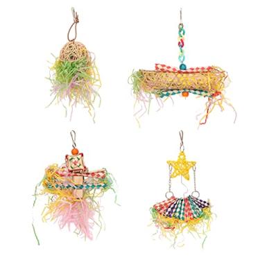 Imagem de Acouto Brinquedos Coloridos para Triturar Pássaros, Papagaios, Calopsitas e Pombinhos - Brinquedos de Forrageamento Mastigáveis ​​para Alívio Seguro da Ansiedade Com Metal - Gaiola Perfeita para