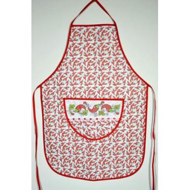 Imagem de Avental de Cozinha Estampado - Pimentas - Arte & Tear, Vermelho Piment